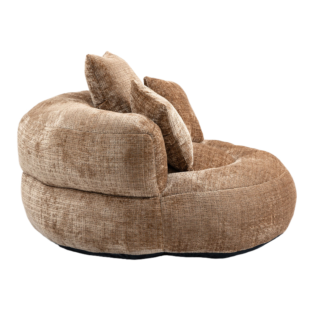 Lazy sofa bean bag brown coffee lounge chair with 3 pillows TUNDRAFROST