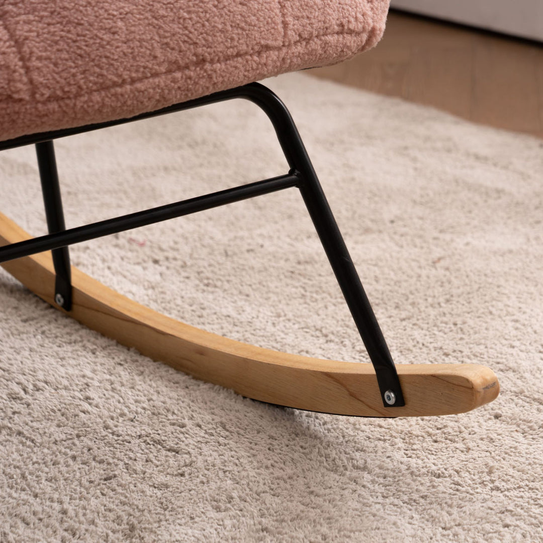 Rose teddy fabric upholstered rocking chair THROKUTS TEDDY ROSE UK