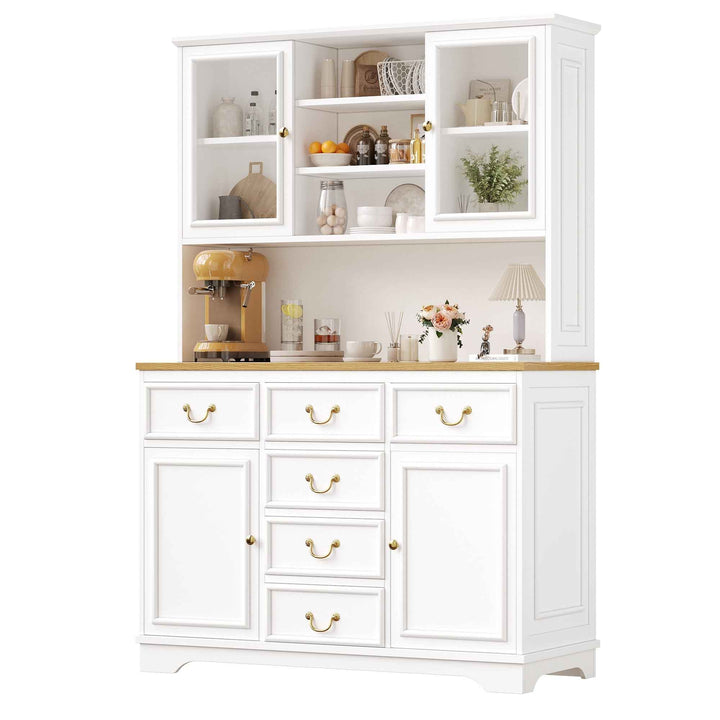 Tall white kitchen cabinet with LED lighting, USB ports & sockets 118x39.5x180cm