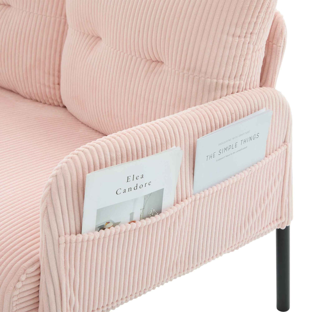 00+Oversized Loveseat Sofa, Corduroy Upholstered Double-Seater, Pink for Living Room NOVALON
