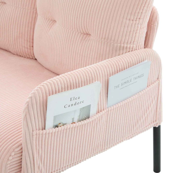 00+Oversized Loveseat Sofa, Corduroy Upholstered Double-Seater, Pink for Living Room NOVALON