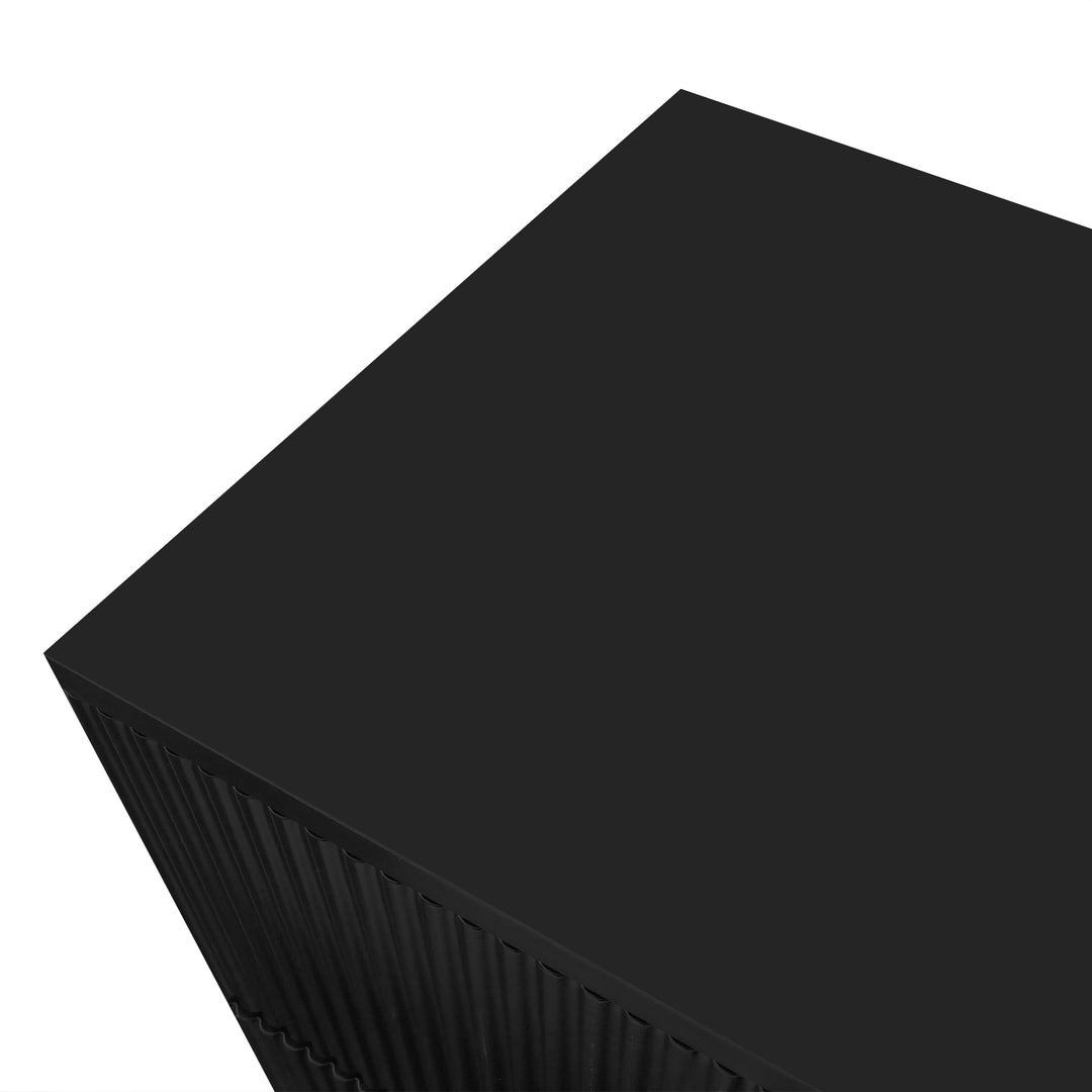 Black shoe cabinet with textured design and golden legs CEDARGLADE UK