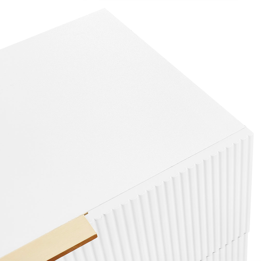 White and gold particle board storage sideboard with 6 drawers FERNGLADE UK