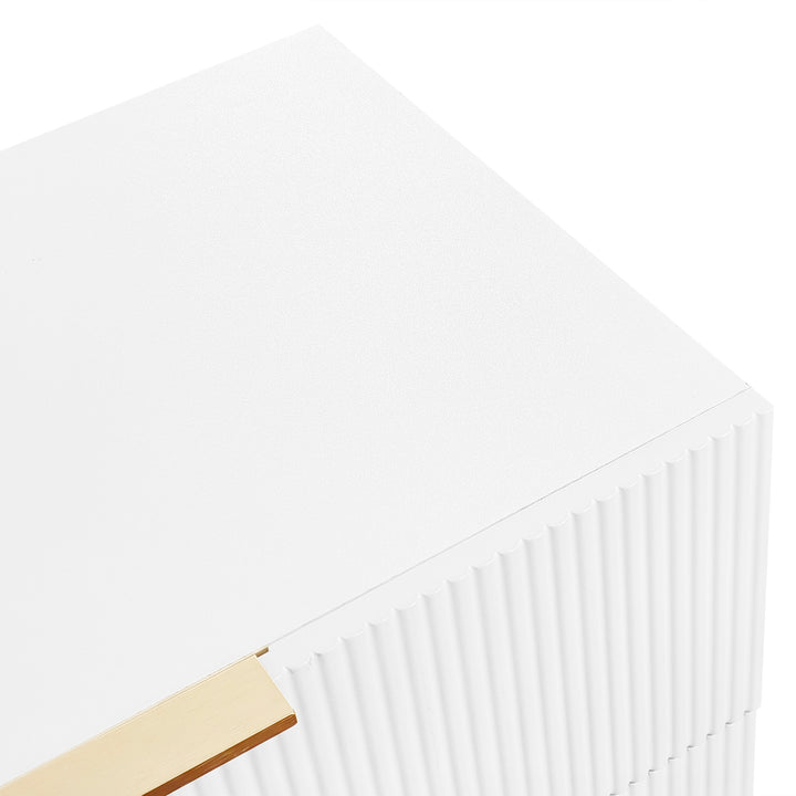 White and gold particle board storage sideboard with 6 drawers FERNGLADE UK