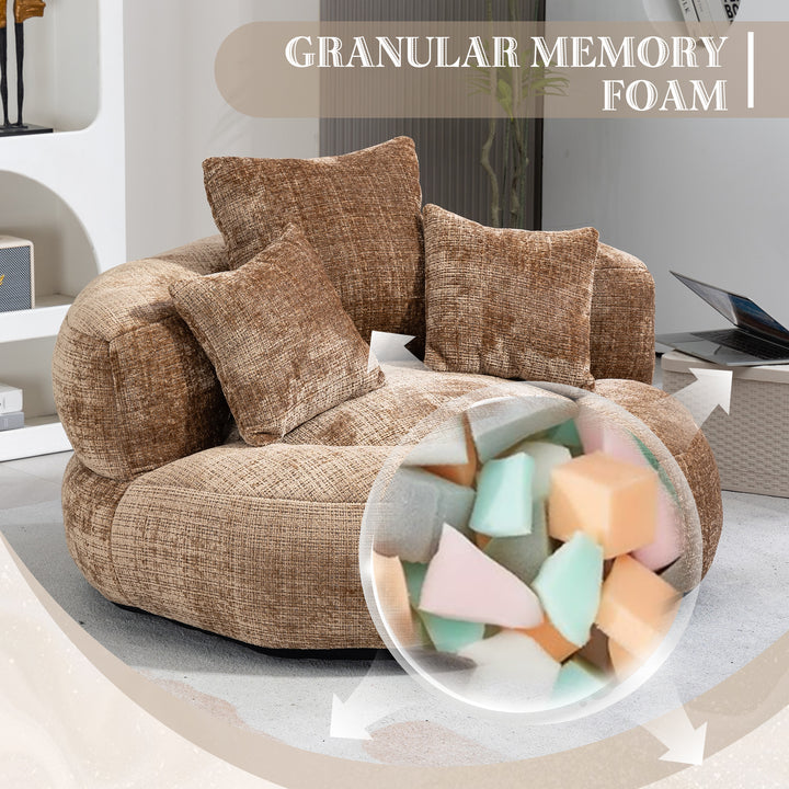 Lazy sofa bean bag brown coffee lounge chair with 3 pillows TUNDRAFROST