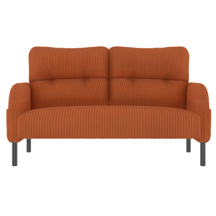 00+Corduroy Loveseat Sofa 2 Seater, Orange, Soft High-Density Foam, Double Side Pockets, Living Room & Bedroom NOVAIST