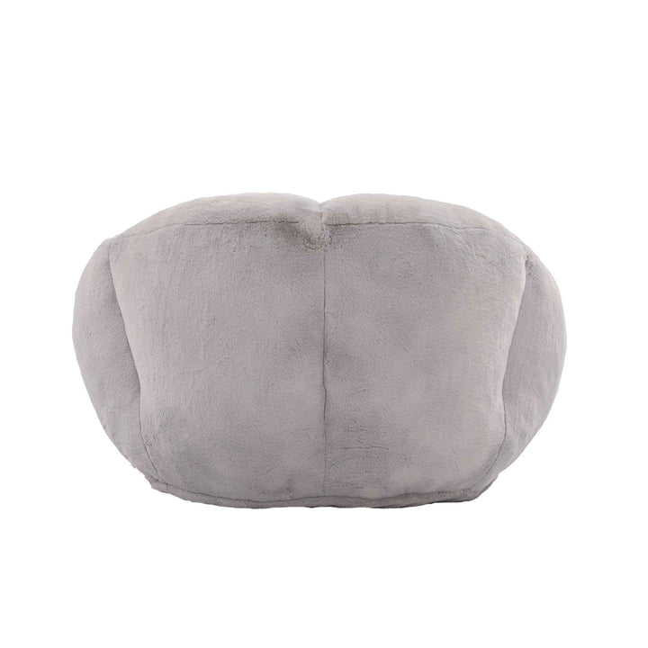 Lazy chair shell shaped sofa light grey faux fur, memory foam bean bag chair removable cover