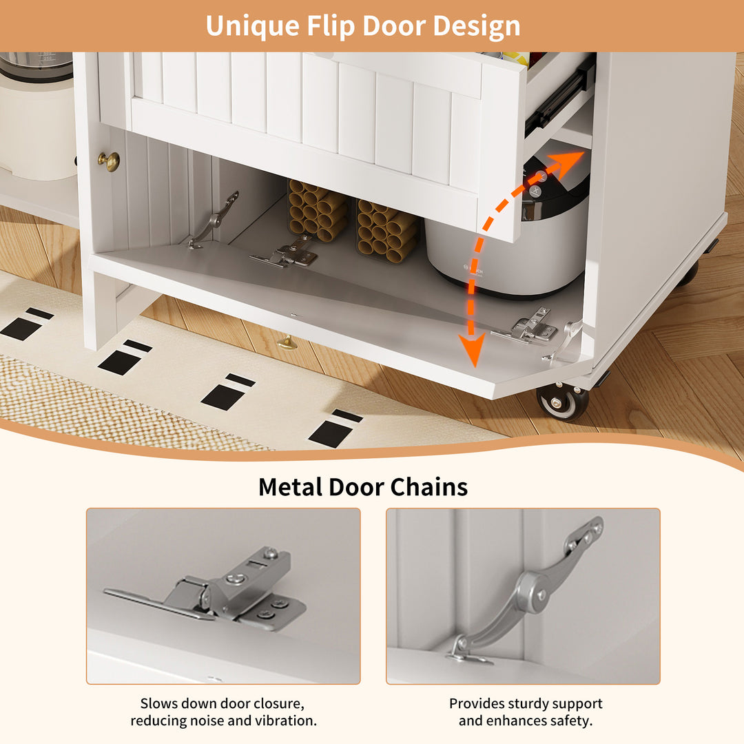White kitchen trolley foldable top storage FROSTFIELD