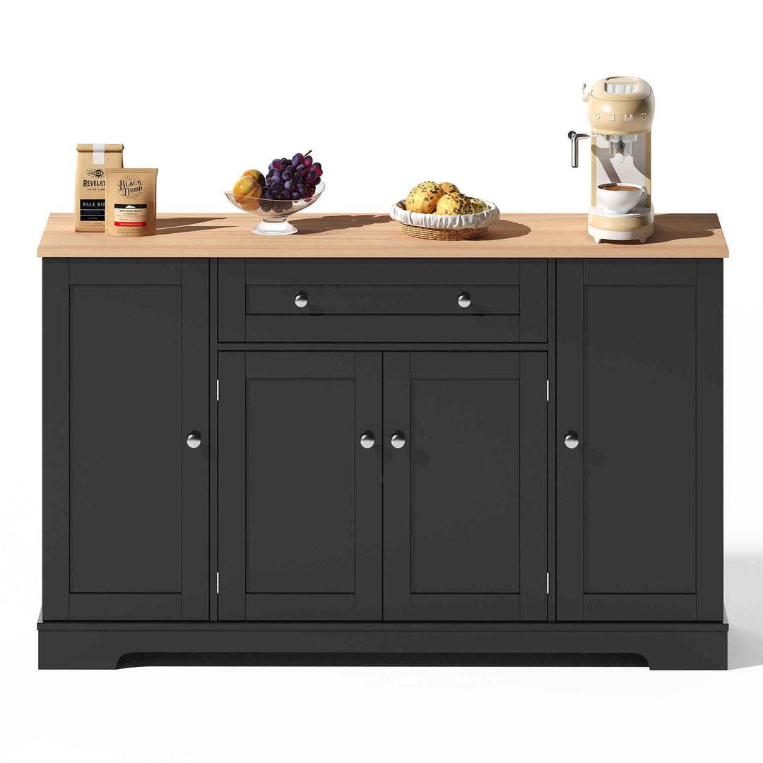 00+Kitchen Sideboard Cabinet 138cm Modern Storage Unit with Drawer, Adjustable Shelves & Doors for Kitchen, Living Room VERTEXMEK