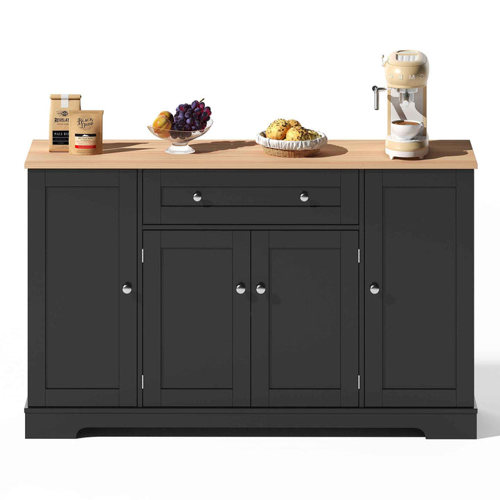 00+Kitchen Sideboard Cabinet 138cm Modern Storage Unit with Drawer, Adjustable Shelves & Doors for Kitchen, Living Room VERTEXMEK