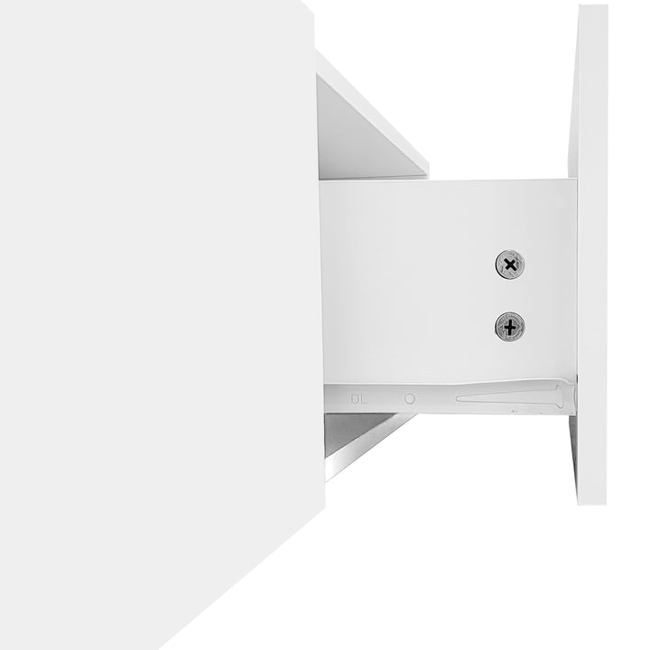 White hihg-gloss TV cabinet storage space, wood look, glass shelves, LED lighting MOLD