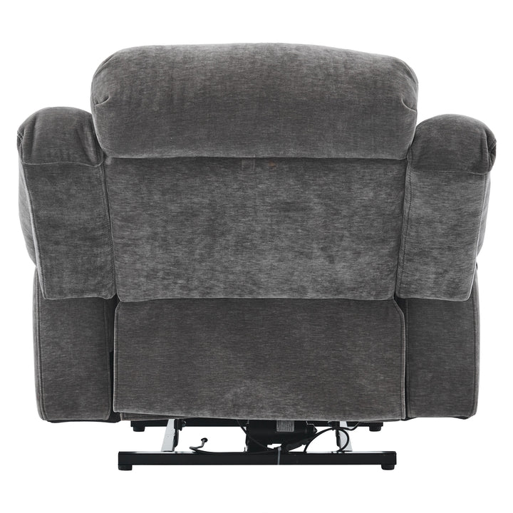 Electric lift up fabric grey large recliner with massage and heat MAGNETICFLUX