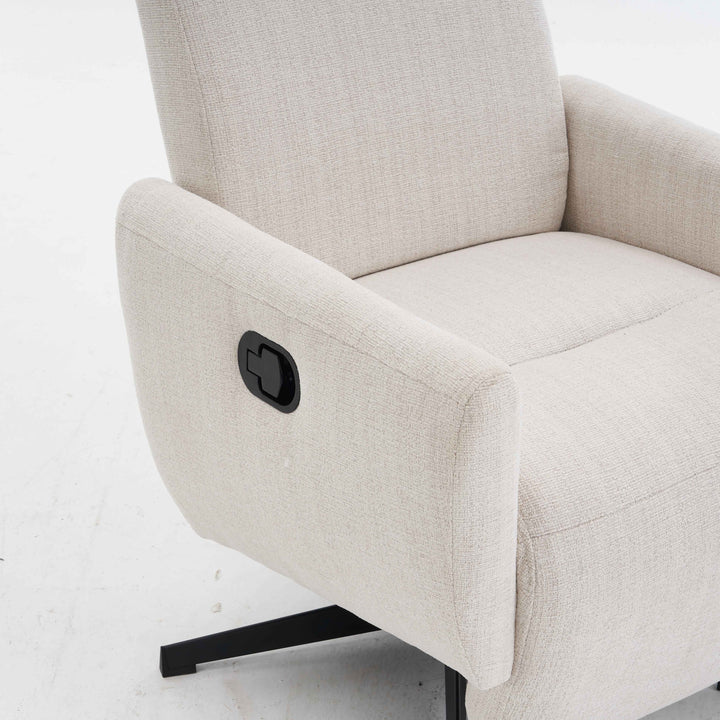 00+Recliner Chair Chenille Fabric Upholstered, Beige, Pillow Padded Seat & Footrest, Living Room Comfort NOVATHAL