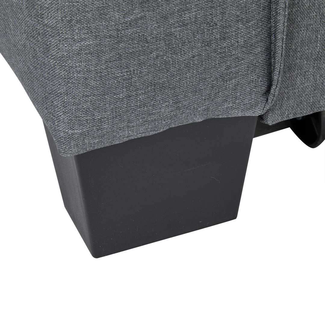 Gray fabric convertible 2-seater sofa bed pull-out design, adjustable backrest, and storage FROSTSTONE