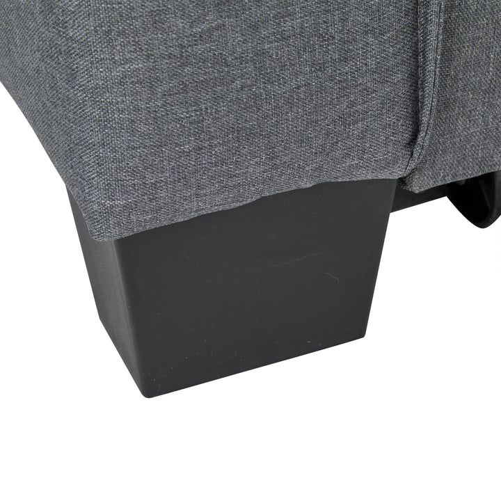 Gray fabric convertible 2-seater sofa bed pull-out design, adjustable backrest, and storage FROSTSTONE