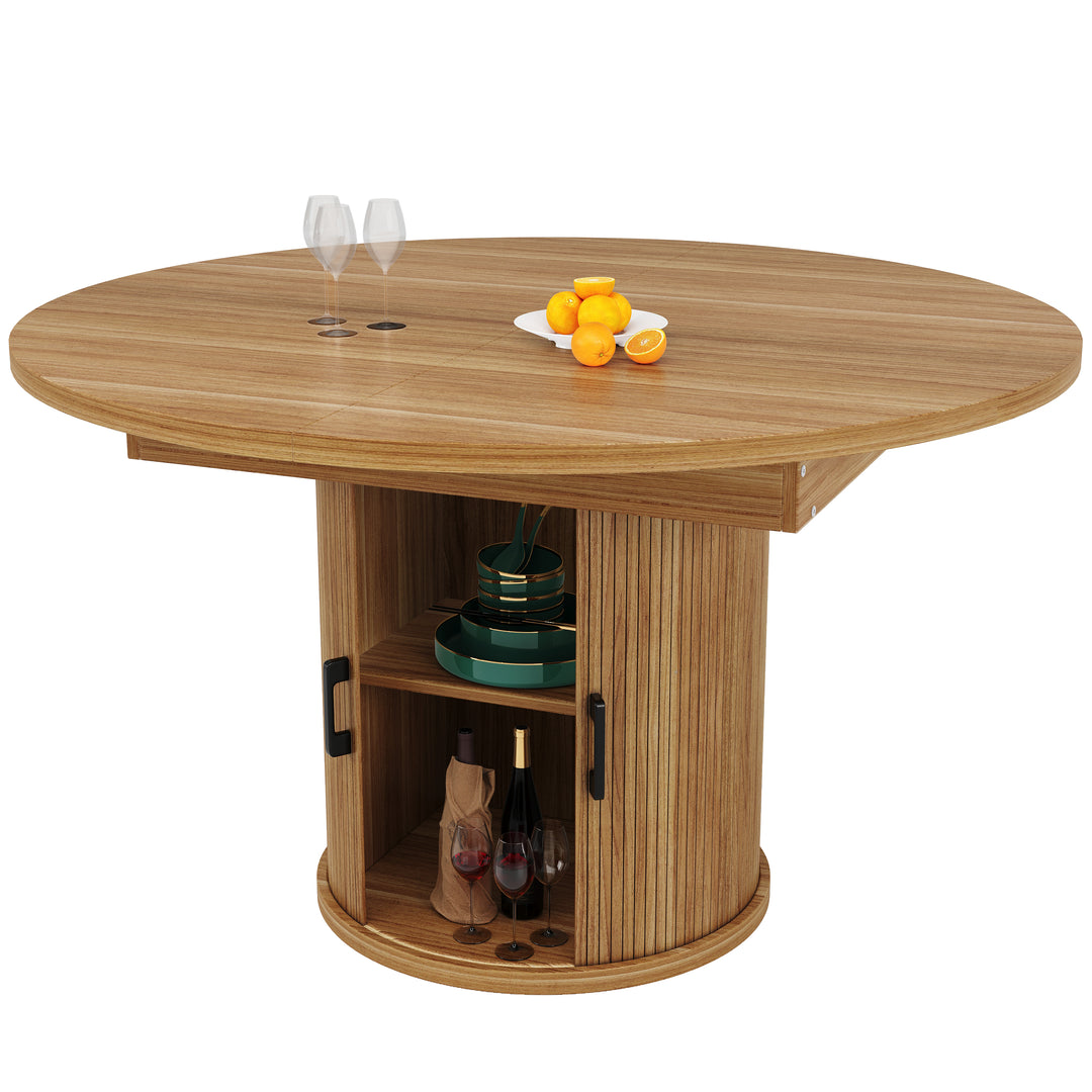 Extendable oval dining table 118-158cm with storage base FERNFROTH