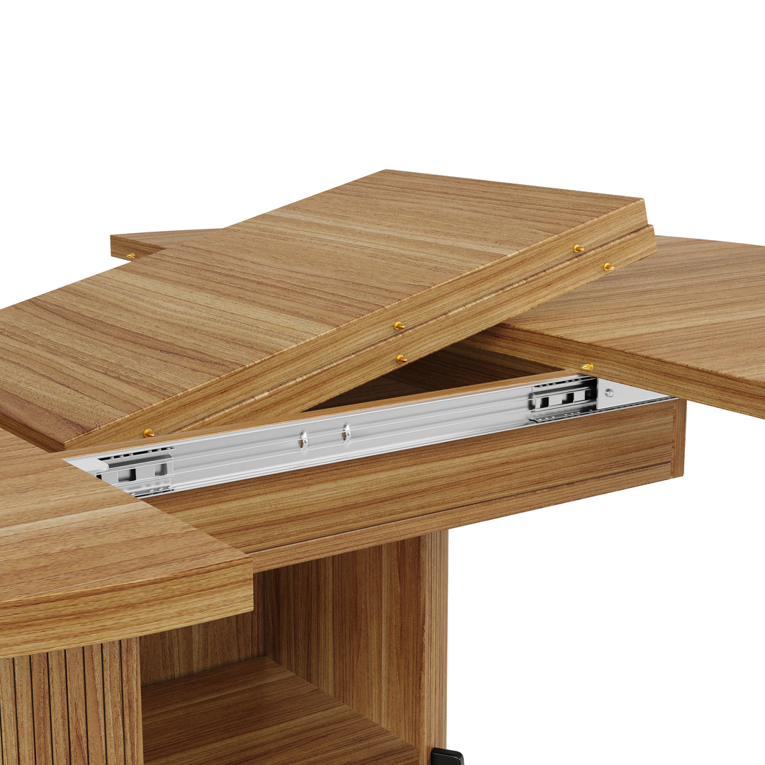 Extendable oval dining table 118-158cm with storage base FERNFROTH