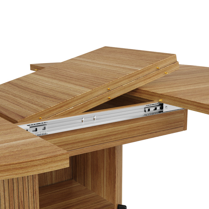 Extendable oval dining table 118-158cm with storage base FERNFROTH