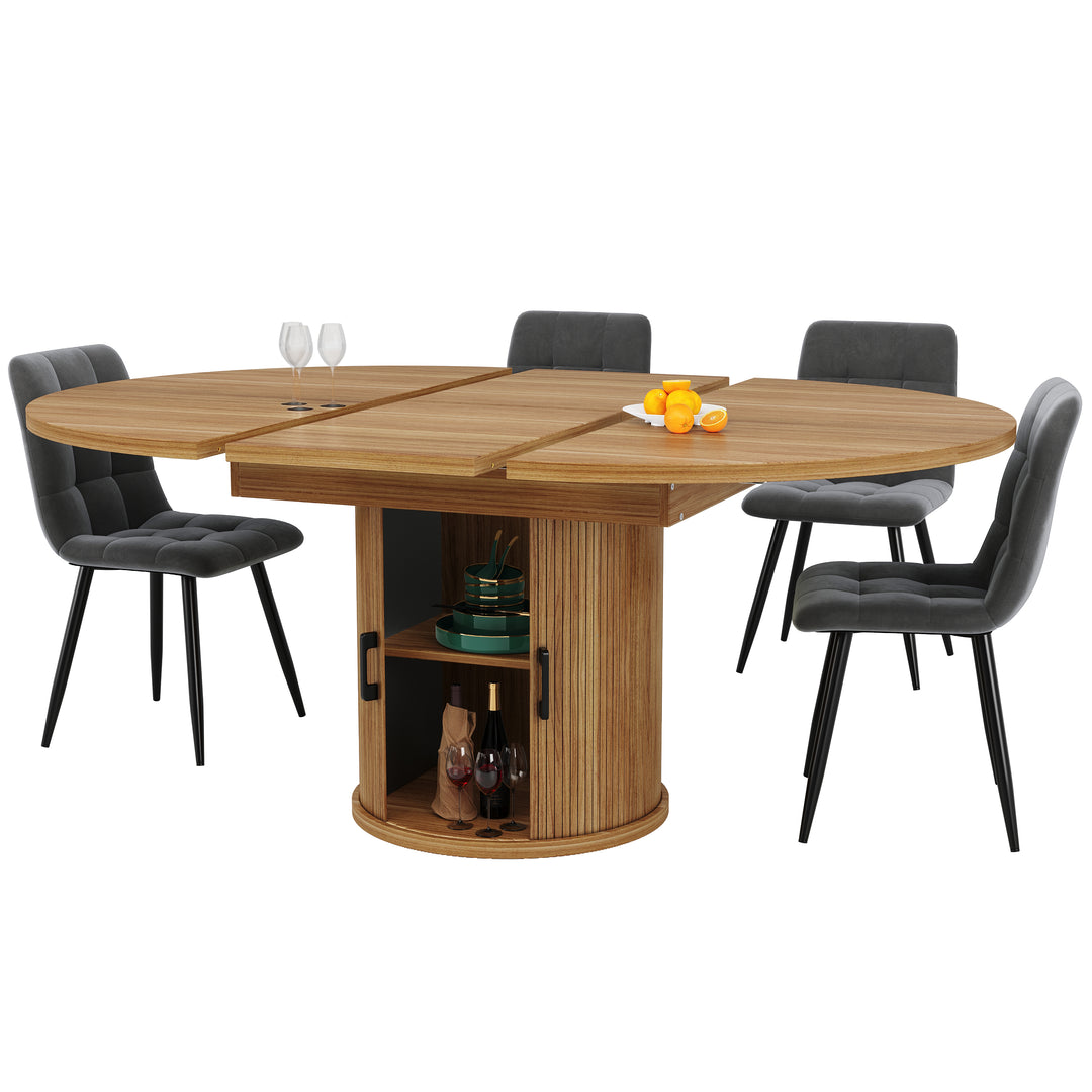 Extendable oval dining table 118-158cm with storage base FERNFROTH