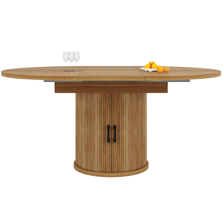 Extendable oval dining table 118-158cm with storage base FERNFROTH