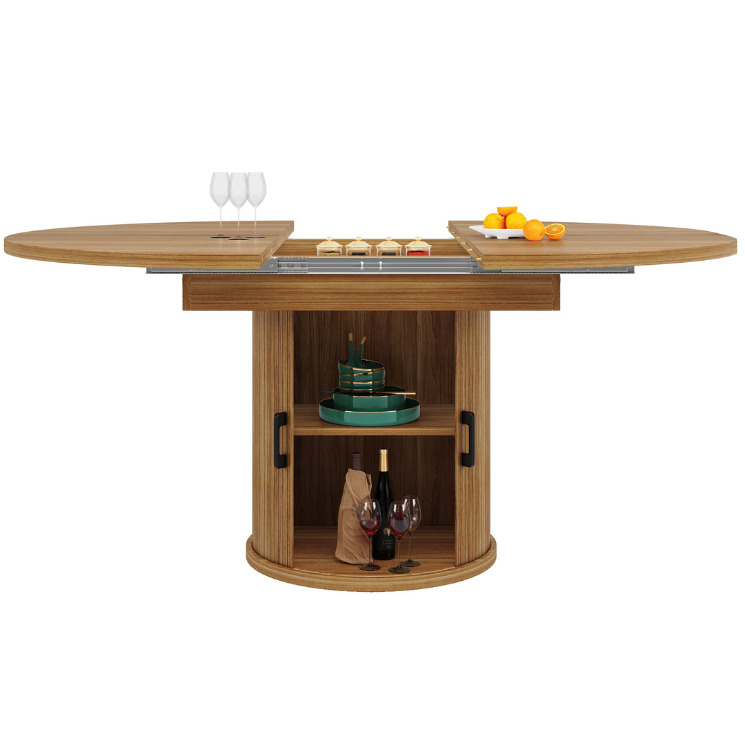 Extendable oval dining table 118-158cm with storage base FERNFROTH