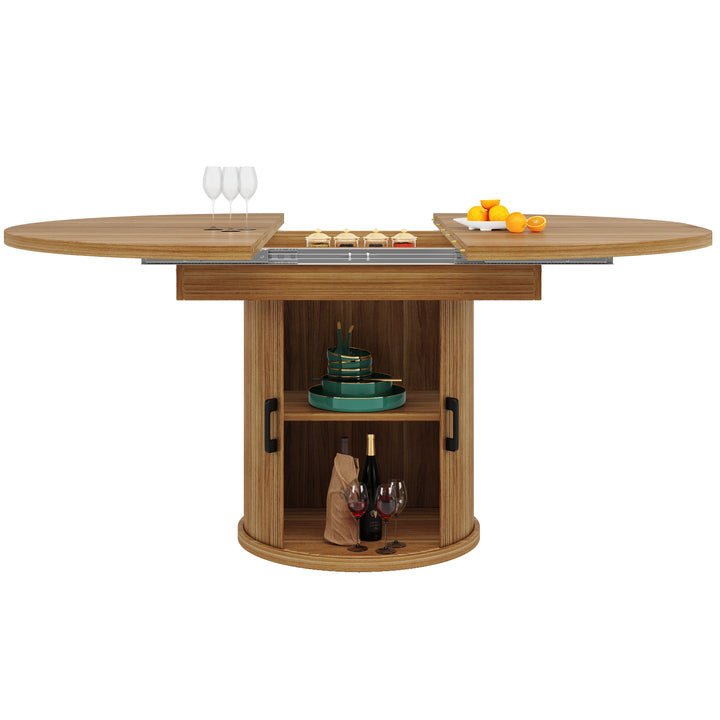 Extendable oval dining table 118-158cm with storage base FERNFROTH