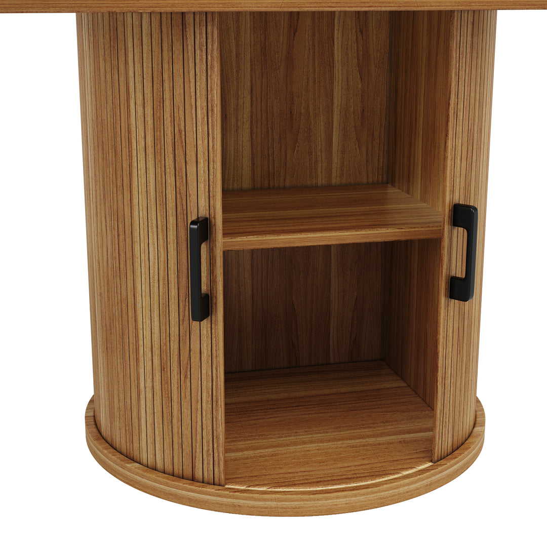 Extendable oval dining table 118-158cm with storage base FERNFROTH