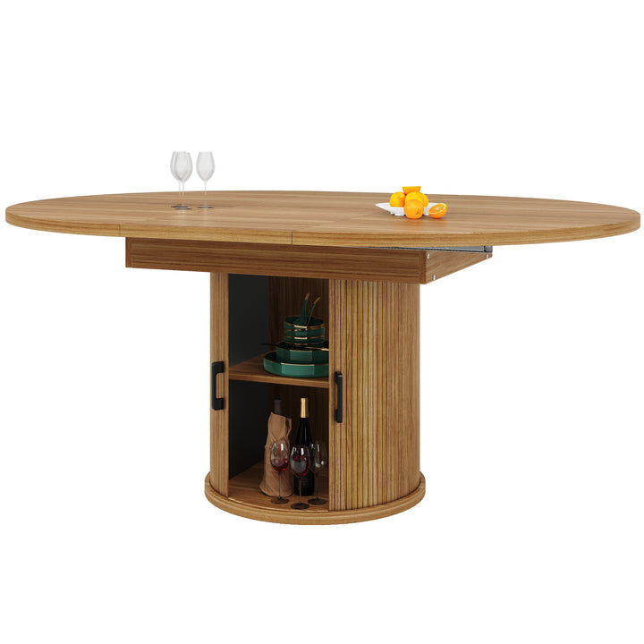 Extendable oval dining table 118-158cm with storage base FERNFROTH