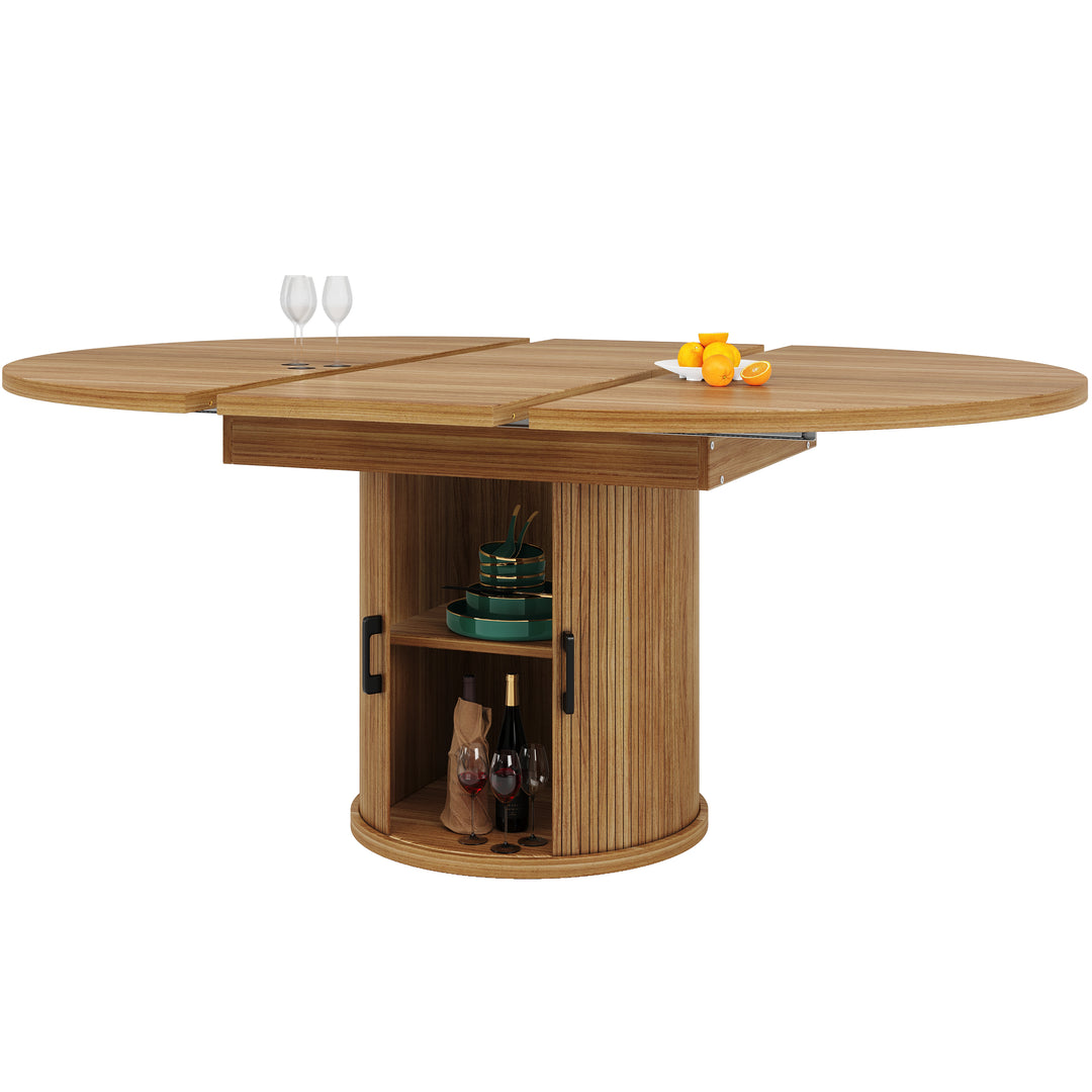 Extendable oval dining table 118-158cm with storage base FERNFROTH