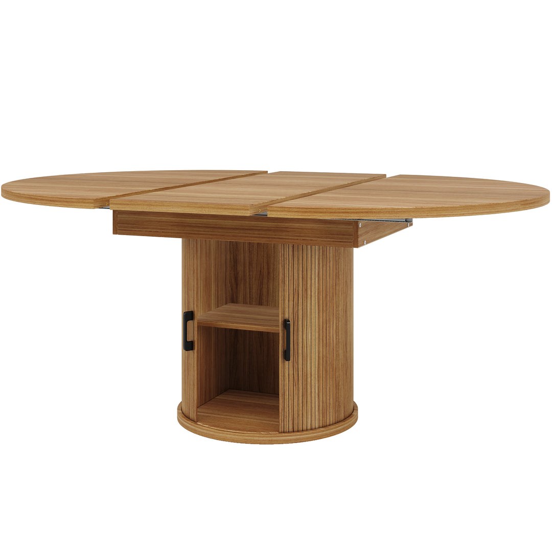 Extendable oval dining table 118-158cm with storage base FERNFROTH