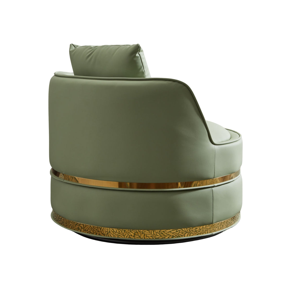 360° Swivel Barrel Chair Green PU Leather Accent Chair 78cm TRUNKGLASS