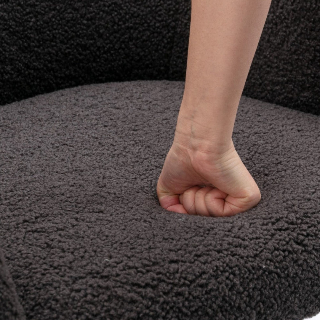 Grey teddy velvet office chair with armrests swivel wheel gold base TORQIL GREY UK