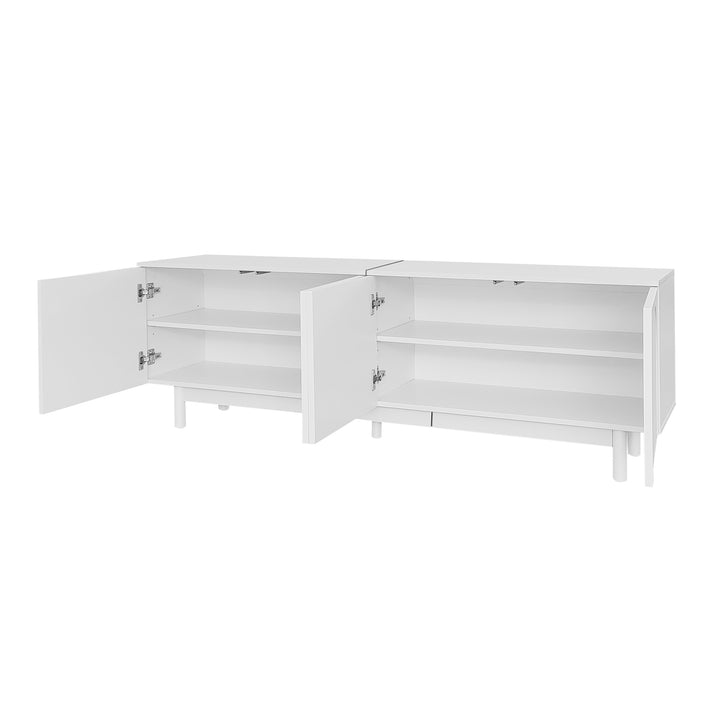 Modern white TV cabinet with 4 push-to-open storage doors RCEPTOR