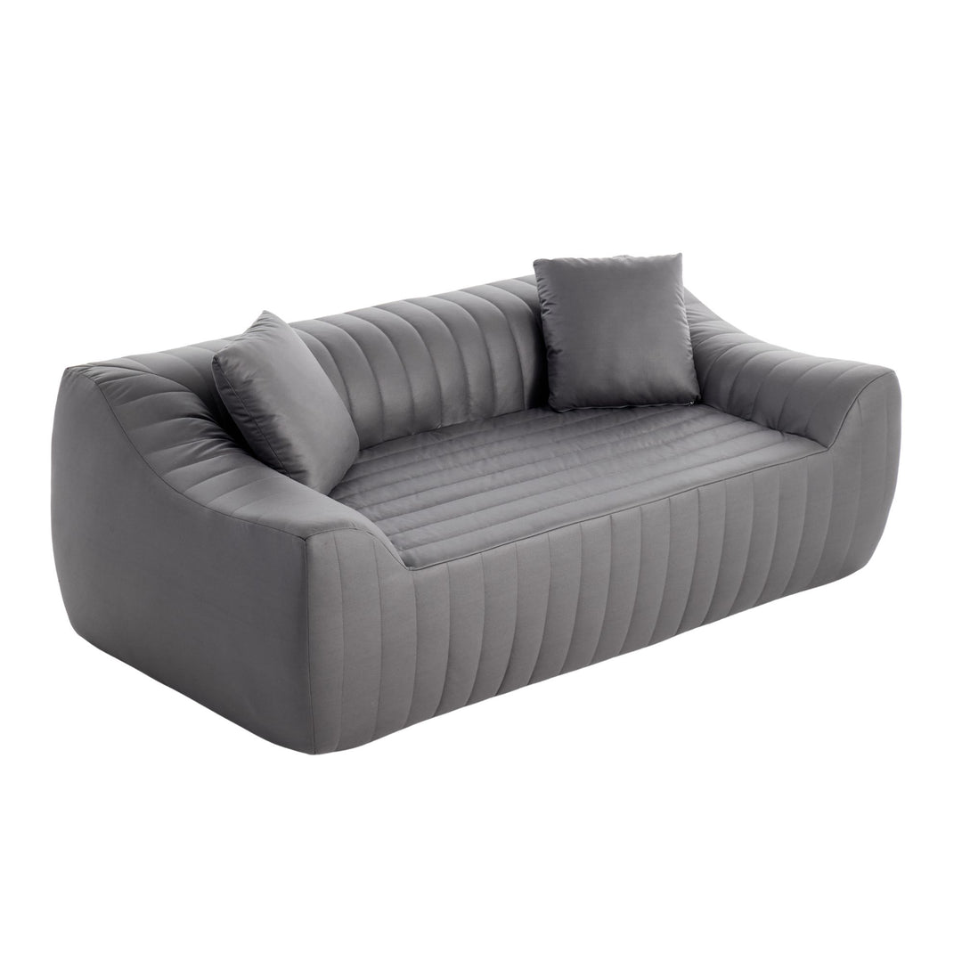 2-Seater Sofa in Grey Tech Cloth with 2 Cushions 185cm WICKERRUG