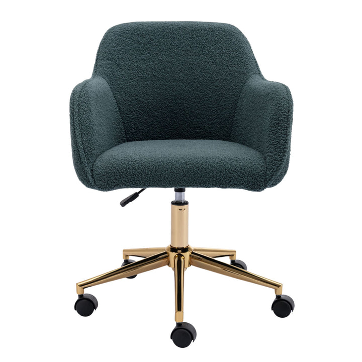 Grey teddy blue velvet office chair with armrests swivel wheel gold base TORQIL BLUE UK