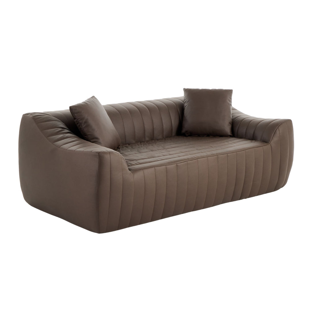 2-Seater Sofa in Brown Tech Cloth with 2 Cushions 185cm WICKERSIDEBOARD