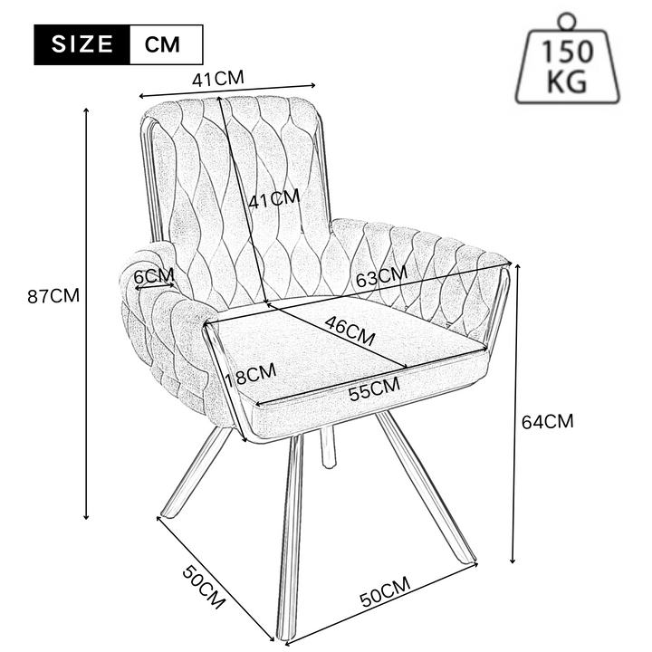 Set of 2 tufted beige velvet upholstery 360° swivel dining & lounge chair quilted gold base SALTGLAND