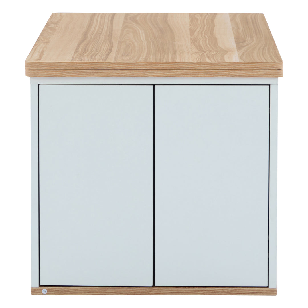 Modern white & oak lift-top coffee table hidden storage CLOUDWING