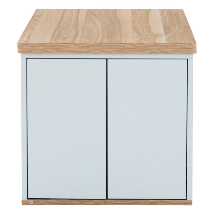 Modern white & oak lift-top coffee table hidden storage CLOUDWING