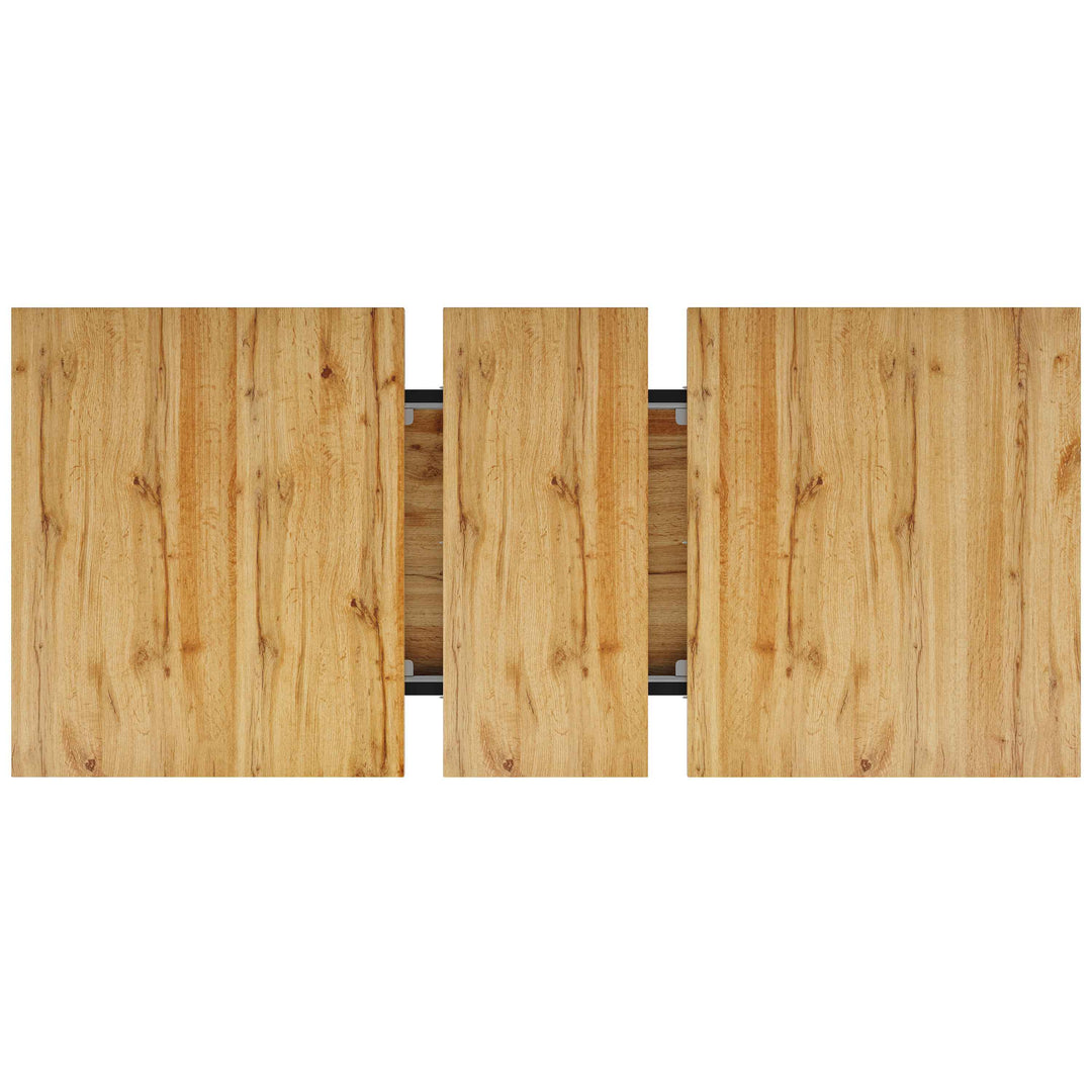 Extendable dining table wood grain V shape legs 120-160x80cm INFINITEZYNTH
