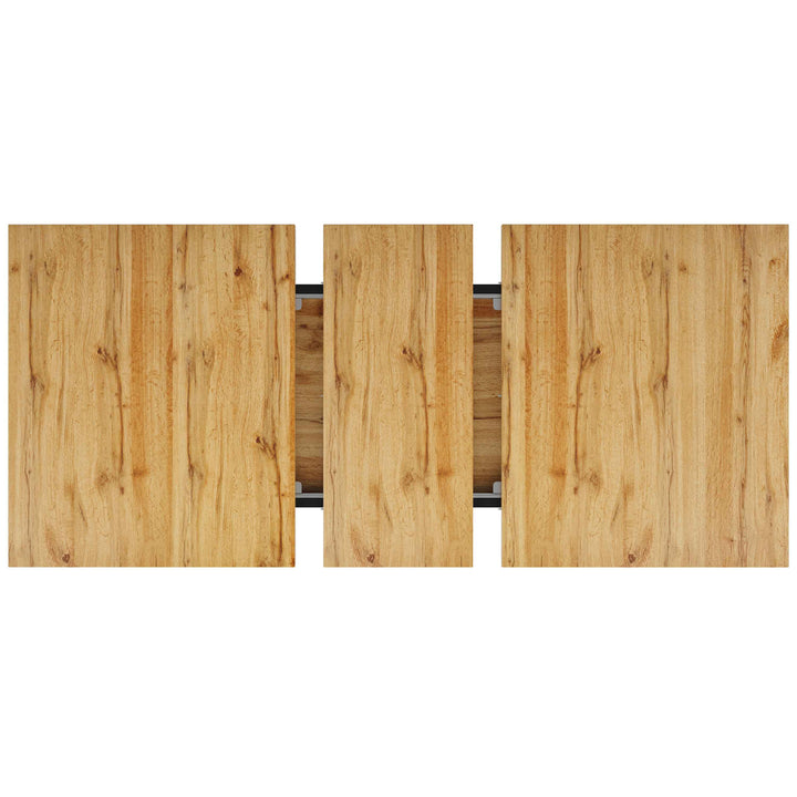Extendable dining table wood grain V shape legs 120-160x80cm INFINITEZYNTH