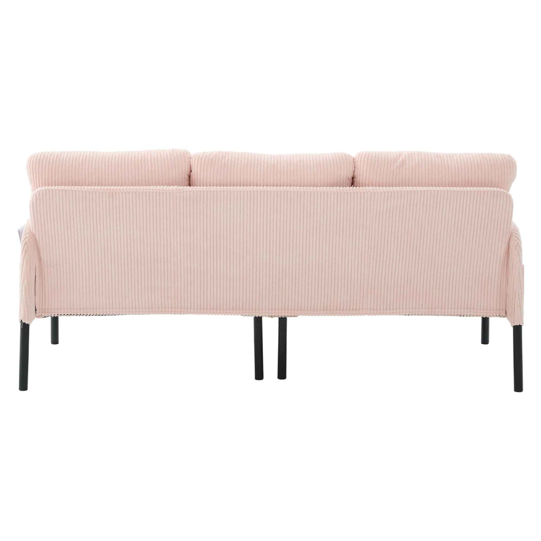 00+Oversized Loveseat Sofa, Corduroy Upholstered Double-Seater, Pink for Living Room NOVALON