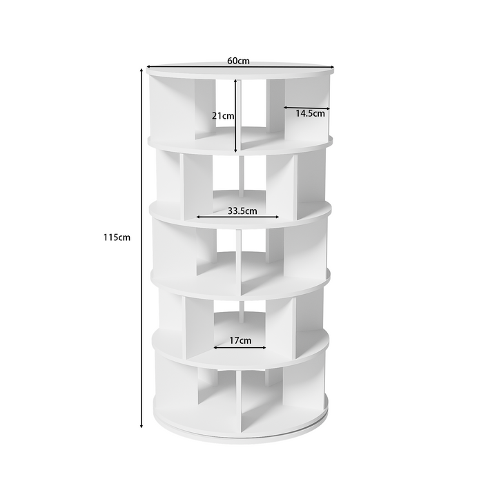 5-tier 360° rotating white shoe rack & storage organizer CLOUDHAVEN