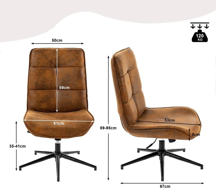Modern Adjustable Brown Suede Swivel Leisure Chair with Tilt Function CHARLOTTE SUEDE BROWN KD