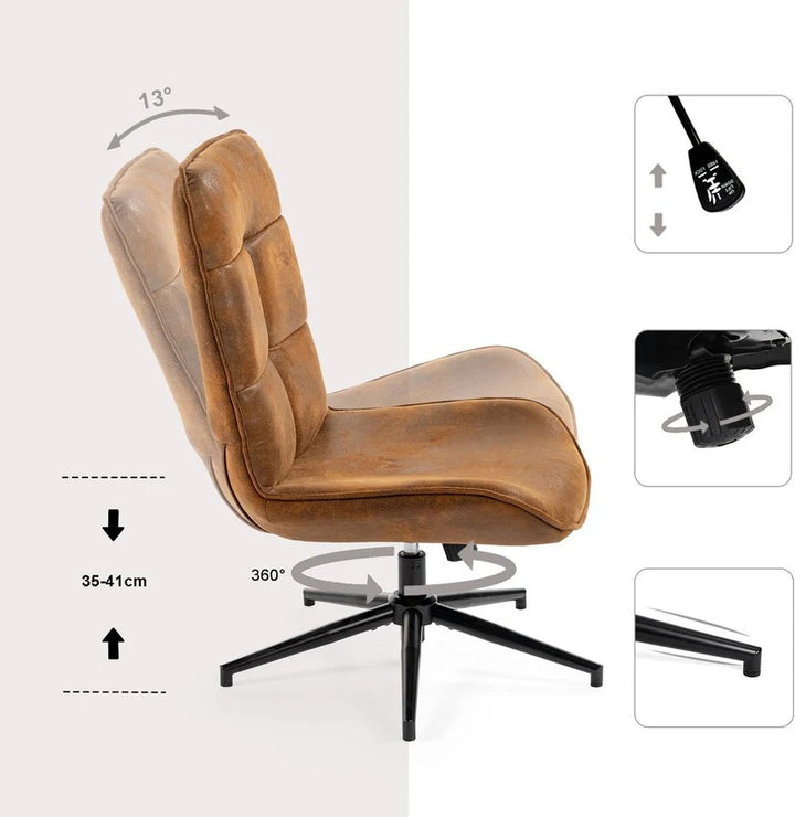 Modern Adjustable Brown Suede Swivel Leisure Chair with Tilt Function CHARLOTTE SUEDE BROWN KD