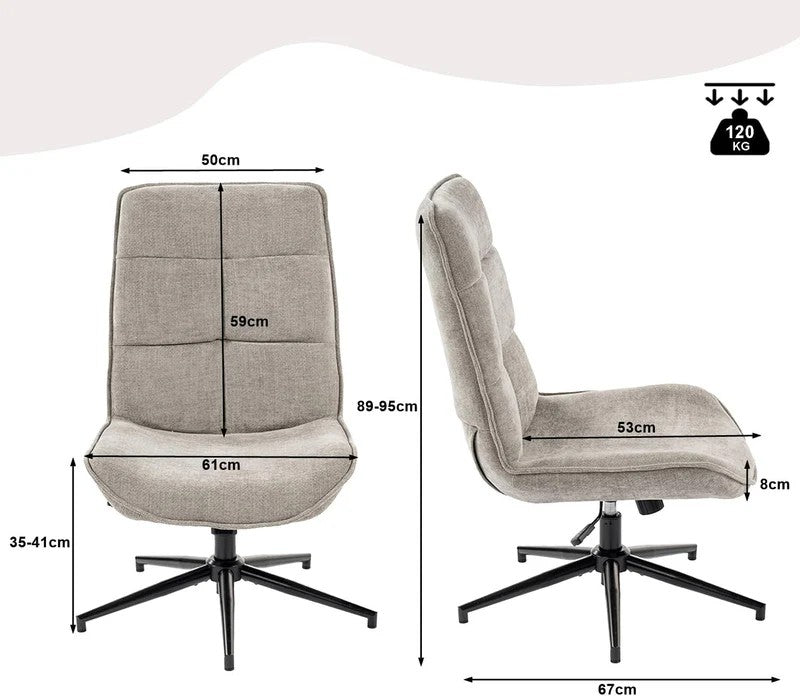 Modern Adjustable Grey Chenille Swivel Leisure Chair with Tilt Function CHARLOTTE CHENILLE GREY KD