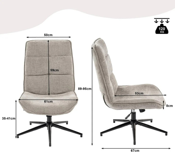 Modern Adjustable Grey Chenille Swivel Leisure Chair with Tilt Function CHARLOTTE CHENILLE GREY KD