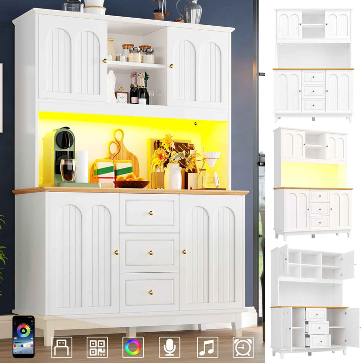 White tall kitchen hutch with LED lights INFINITECLARR