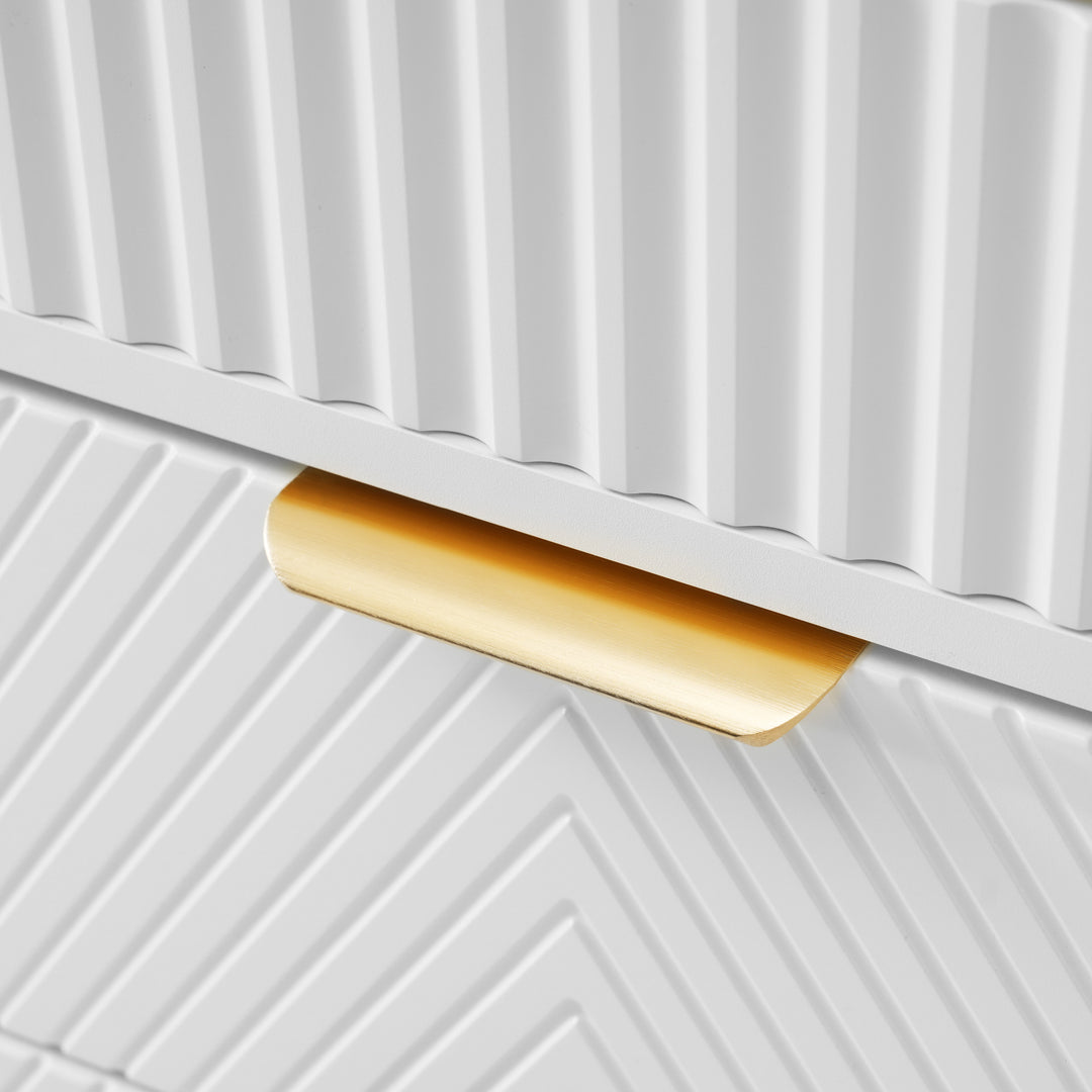 White sideboard dresser with 6 drawers and colored glass golden handles VIGZUN UK