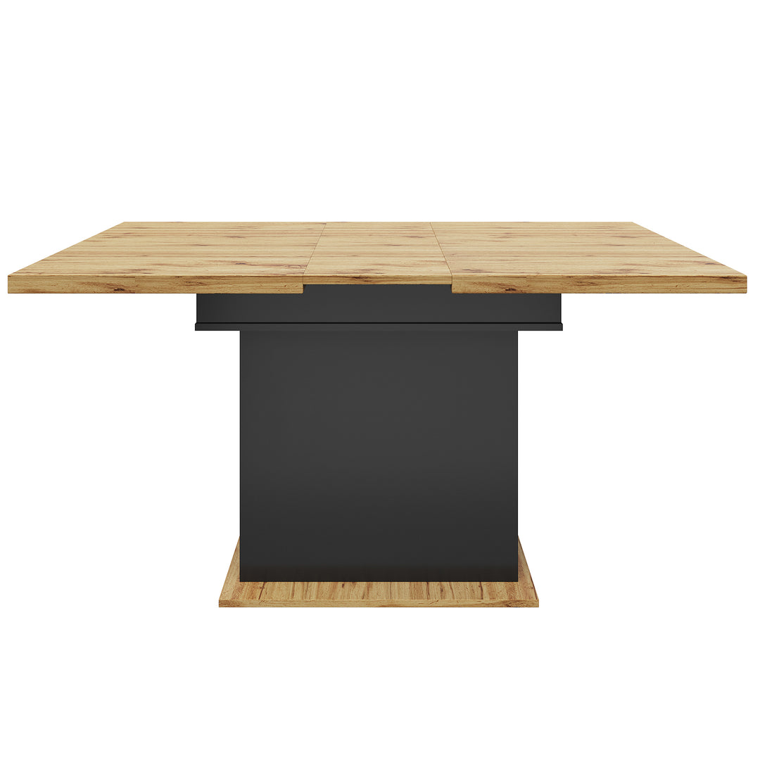 Extendable wooden dining table (110-140×80 cm) black shlef and 2 drawers SUNSPOT